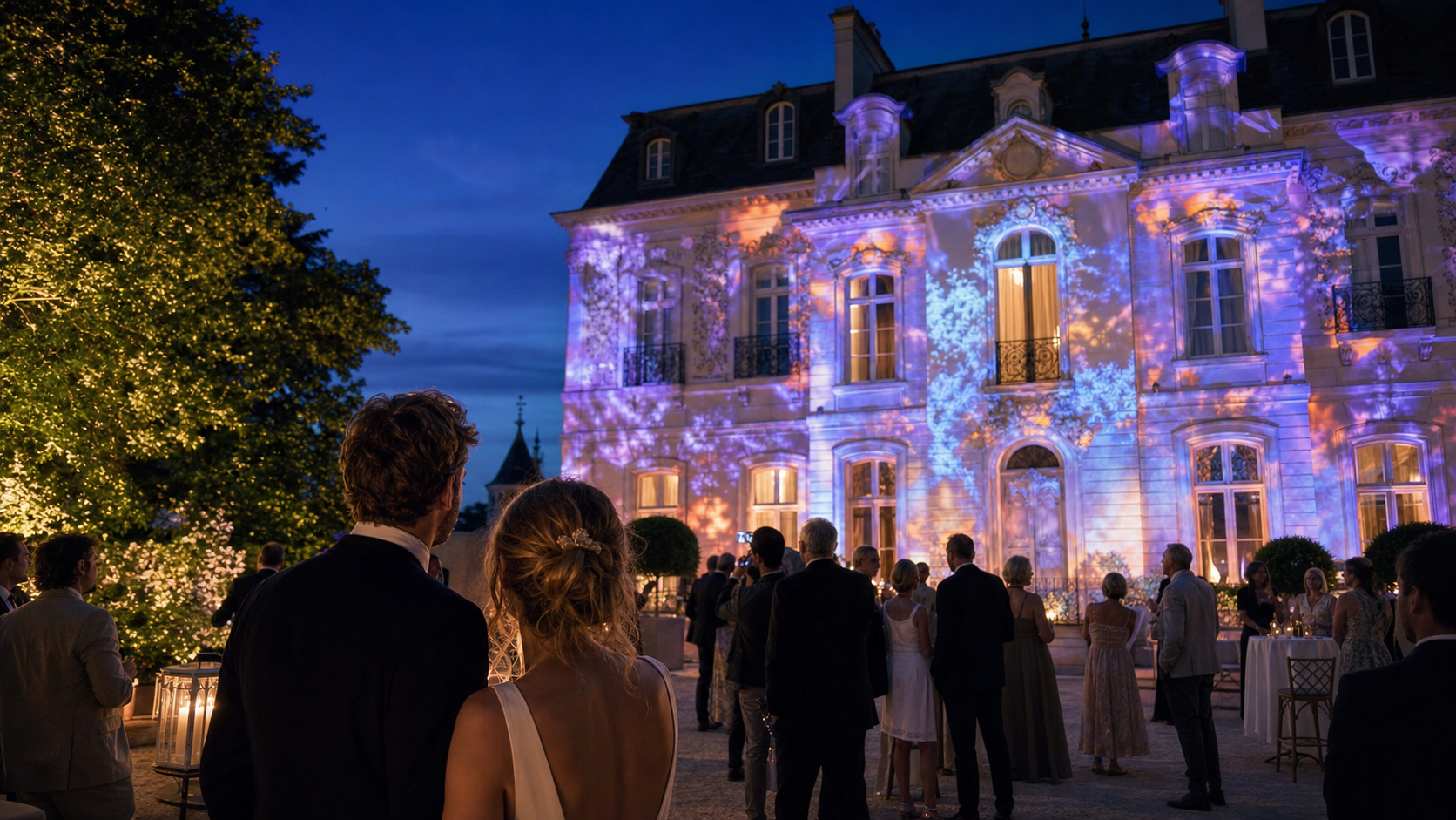 Projection sur une façade de château